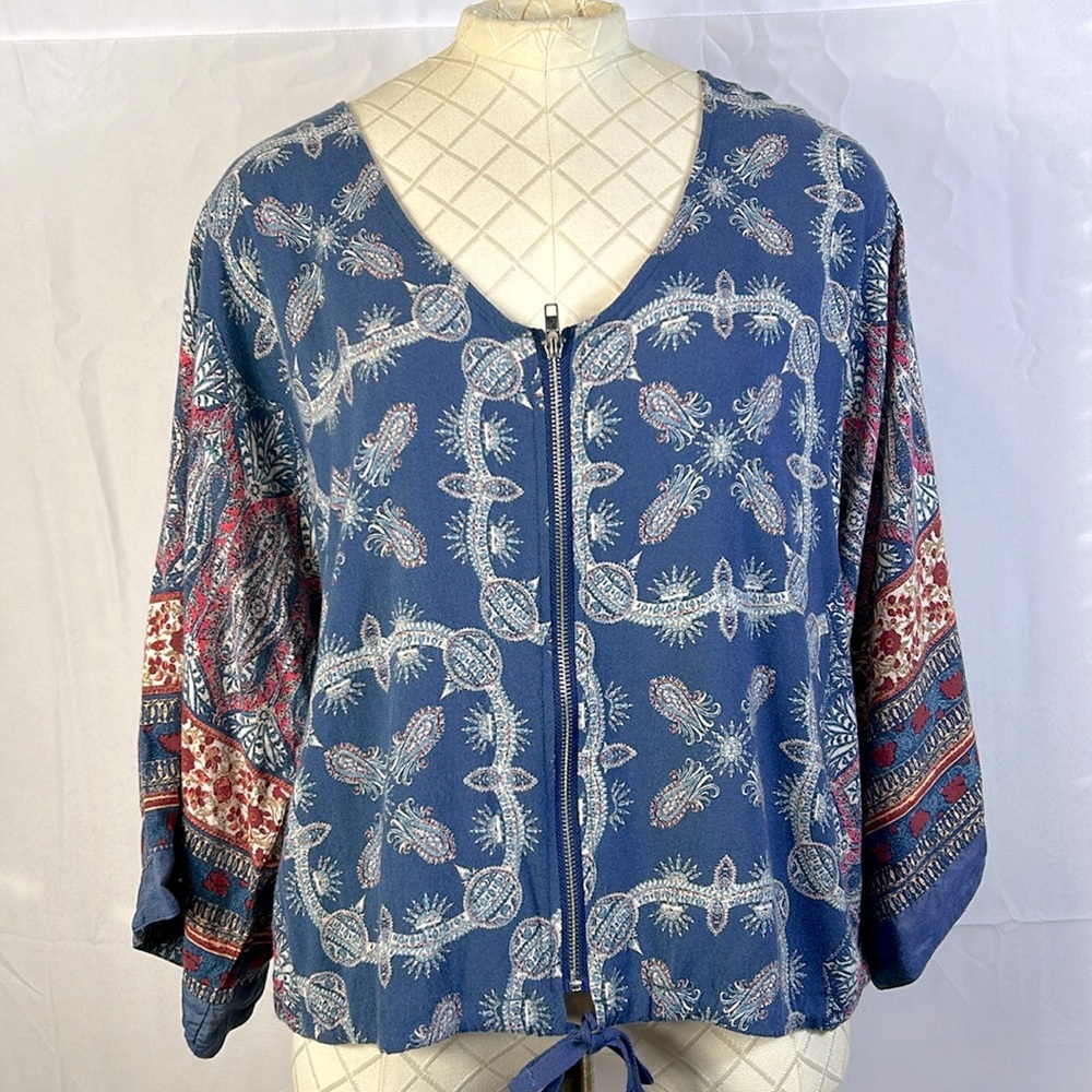 Star Scene of LA Boho Sleeve Top Jacket  Size Small Zip Down Drawstring Waist
